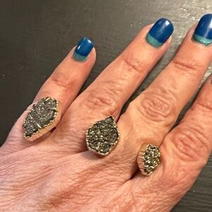 Kendra Scott Gold and Gray Stone Ring Trio